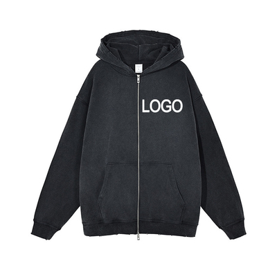 Beli High Neck Zip Up Hoodie Sweatshirt 3d Puff Print Streetwear Pria Pullover Gaya lengan biasa online manufacture