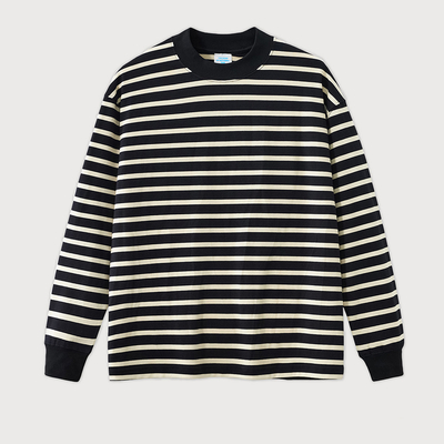 Beli Sweatshirt bergaris panjang wanita oversize crewneck loose basic tshirt 100% katun pria online manufacture