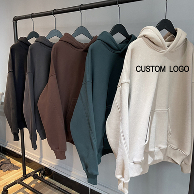 Beli tebal Perancis Terry Fleece Pria besar oversized hoodie Drop cokelat abu-abu bahu Hoodies gaya pullover online manufacture