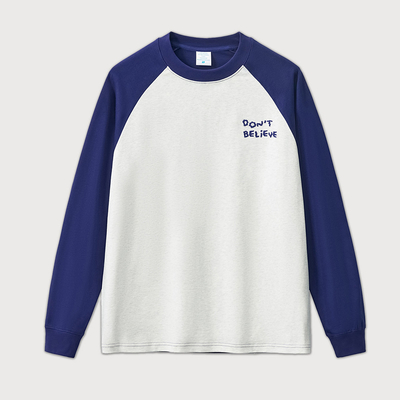 Beli 100% Baju Ukuran Besar Lengan Panjang Lembut Surat Kontras Trim Raglan Baju T-Shirt untuk Pria online manufacture