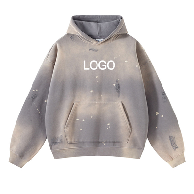 Beli Spray Dye Unisex Hoodies Oversized Custom 450GSM 100% Katun tebal Terry Fleece Prancis online manufacture