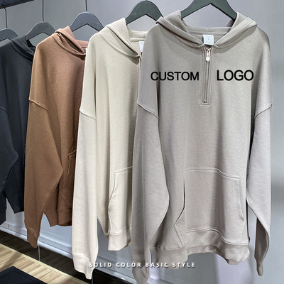 Beli 300g-700g Baju Unisex Pria Streetwear Oversized Puff Print Half Zip Up Hoodies 3xl 4xl 5xl online manufacture