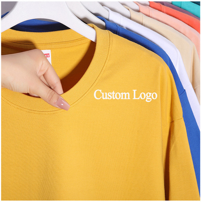 Beli T-shirt lengan panjang kosong biasa 280gm 100% Katun Pria T-shirt Kotton tebal Oversized online manufacture