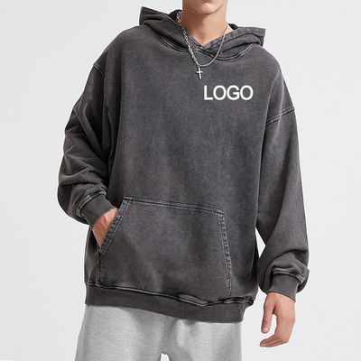 Beli Vintage Hooded Sweatshirt Lenyap Miskin Cuci Asam 420Gsm Berat 100 Katun kosong Oversized online manufacture