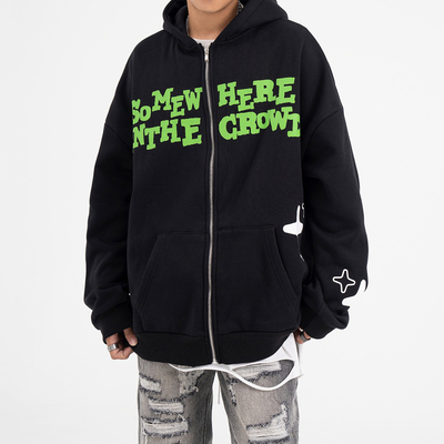 Beli Custom Unisex Y2k Streetwear Zipup Hoodie dengan 3D Puff Print dan Full Zip Closure online manufacture