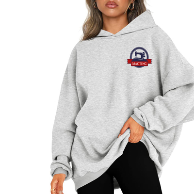 Beli Musim gugur putih hitam Sweatshirt berkerudung ukuran besar wanita Fleece Sweatshirts berkerudung sporty sweater lengan panjang online manufacture