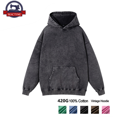 Beli Hoodie vintage cuci asam pria Hoodie lengan biasa Kapas katun Kain rajutan online manufacture