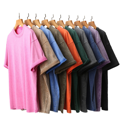 Beli Mencuci kaos kosong Vintage yang tertekan Pria T-shirt Cuci Asam Wanita online manufacture