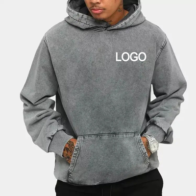 Beli French Terry Acid Wash Hoodie Pria Hoodie Acid Wash Sublimation Printing Vintage online manufacture