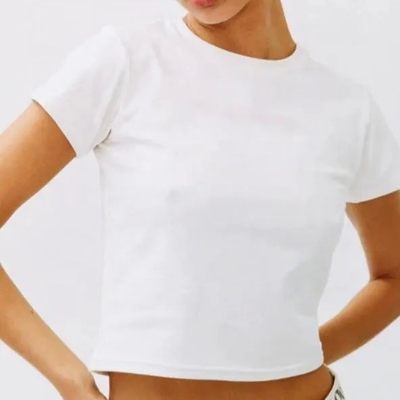 Beli Baju Ringan Putih Untuk Wanita Baju T-Shirt Bernafas Pendek Atas Kapal leher dirajut Populer online manufacture