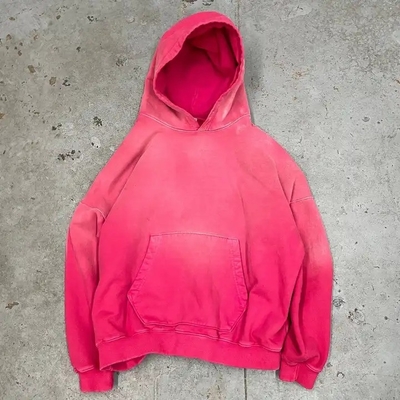 Beli Custom Oversized Cropped Acid Wash Sun Fading Pullover Hoodie 500 Gsm Perancis Terry Vintage Men online manufacture