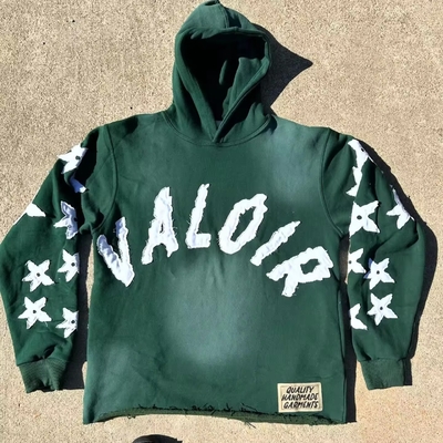 Beli Vintage Applique Distressed Hoodie Sweater cuci asam potong sweatshirt Matahari Lenyap potong cuci asam potong online manufacture