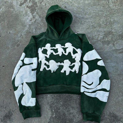 Beli Streetwear Perancis Terry Cut Pullover Hoodie pria kustom Puff Print Desain online manufacture