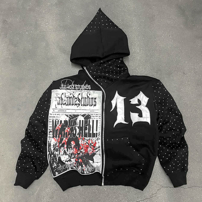 Beli Pria Baju Perancis Terry Hoodie dipotong zip dengan Acid Wash bordir Applique Patch online manufacture