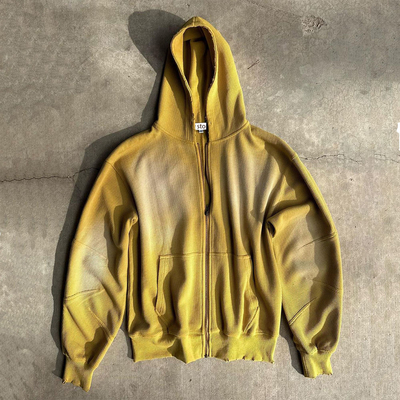 Beli Vintage Sun Fading Acid Wash Waffle Hoodies rajutan untuk S-6XL atau Streetwear Ukuran Custom online manufacture