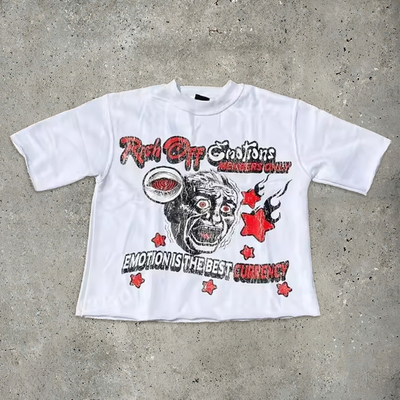 Beli Hip Hop Dtg Cetak T-Shirt Grafis T-Shirt Crew leher Cuci Asam Matahari Lenyap T-Shirt Miskin online manufacture