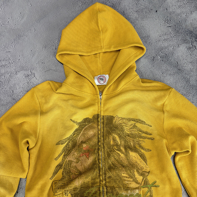 Beli Pria Custom Waffle Knit Zip Hoodie Heavyweight Oversized Distressed Vintage Acid Wash online manufacture