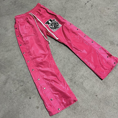 Beli Pria Baggy Fit Nylon Sweatpants dengan Desain Windproof dan Distressed Bordir online manufacture