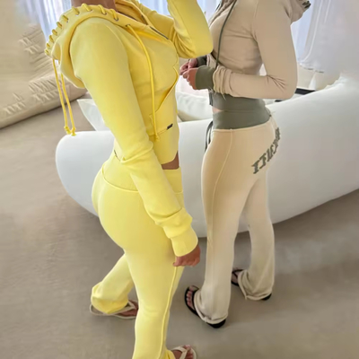 Beli Custom Cotton Knit Y2k Flared Jogging Tracksuits Wanita Cut Slim Fit Skinny Suits Menyakiti Wanita online manufacture