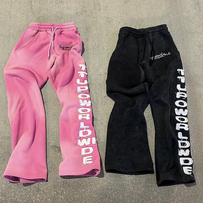 Beli Custom Flare Sweat Pants Pants santai Matahari memudar Puff Cetak Bootcut Acid Wash Sweat Pants Flared online manufacture