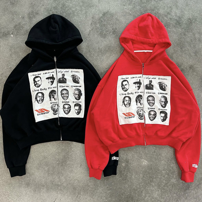 Beli Spring/Autumn/Winter Custom Zip Up Hoodie Heavyweight Distressed Embroidery Patch untuk Pria online manufacture