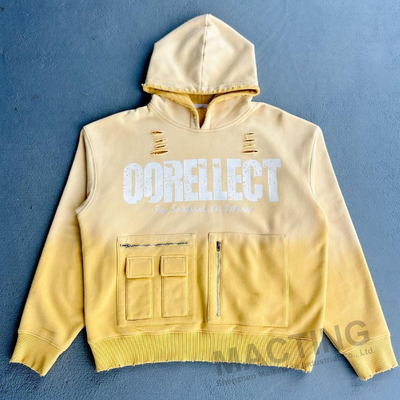 Beli Custom Streetwear Oversized Heavyweight 500gsm 100% Cotton Acid Wash Sun Fading Zip Up Hoodie Pria dengan Kantong Zipper online manufacture