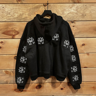 Beli Custom Full Multi Pockets Zip Up Oversized Cut Hoodie Pria Unisex bordir cetak Hoodies Heavyweight online manufacture