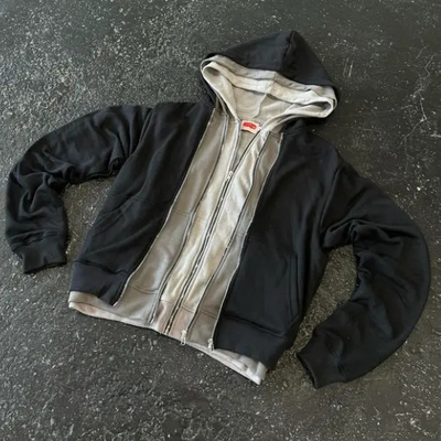 Beli Pabrikan Custom Perancis Terry Cotton Boxy Unisex Stone Wash Hoodies Heavyweight Double Triple Layer Zip Up Blank Hoodie Pria online manufacture