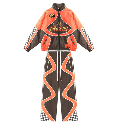 Beli Custom Color Blocked Sweatsuits Cut And Sew Pria Patchwork Track Nylon Windbreaker Tracksuit online manufacture