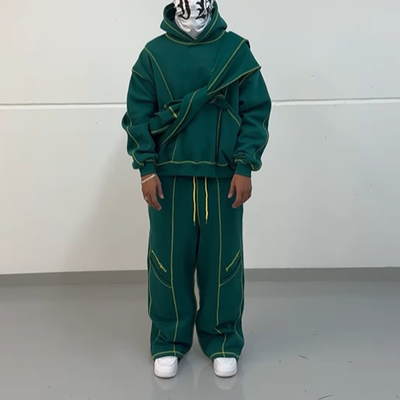 Beli Custom Baggy Jogger Tracksuit untuk Pria Dtg Print Piping Sweat Suit Letter Printed Hoodie Sweatpants Set Dua Piece online manufacture