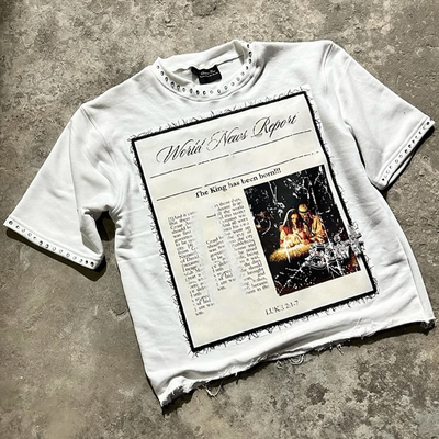 Beli Custom Kualitas Tinggi 100% Organic Cotton 250 Gsm T-Shirt Berat Rhinestone Raw Hem Potong Kotak T-Shirt online manufacture