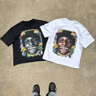 Beli Custom Unisex Oversized Fit Kotton T-Shirt tebal berat Pencetakan layar Pria Kothak Dtg Cetak T-Shirt Grafis online manufacture