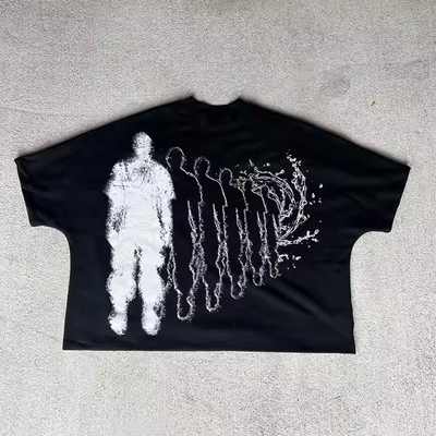 Beli 2025 Custom Graphic Crew Neck Drop Shoulder Heavyweight T-Shirt Oversized Croped Boxy Fit T-Shirt untuk Pria online manufacture