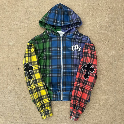Beli 100% Katun Terry Asam Cuci bordir Menyakiti Zip Up Hoodie untuk Pria / Unisex di Musim Semi / Musim Gugur / Musim Dingin Streetwear Custom online manufacture