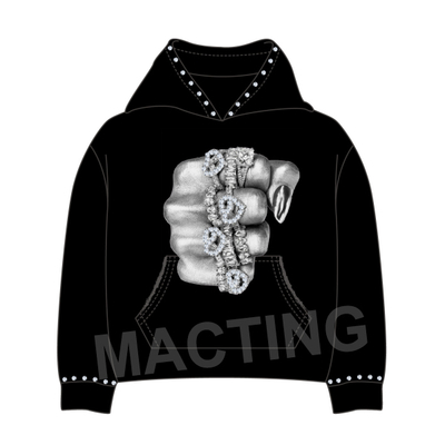 Beli Desain Logo Merek Anda Streetwear 100% Katun 500 Gsm Heavyweight Boxy Cut Rhinestone Hoodie Custom online manufacture