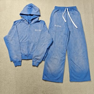 Beli Hoodie Pria Dicuci Asam dengan Efek Pudar Matahari dan Distressed, Pullover Stitch Bolak-Balik Kustom, French Terry Heavyweight online manufacture