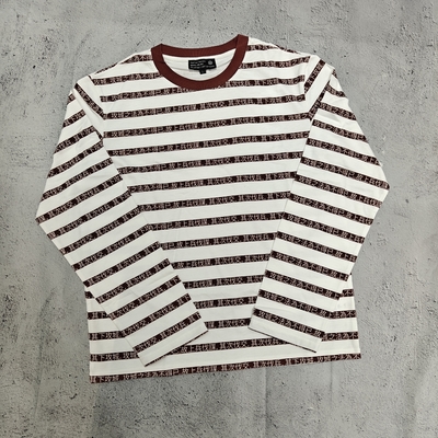 Beli Custom Streetwear Kualitas Tinggi 100% Katun DTG Pencetakan Ringer longgar Oversized Crewneck Striped Long Sleeve T-Shirt Pria online manufacture