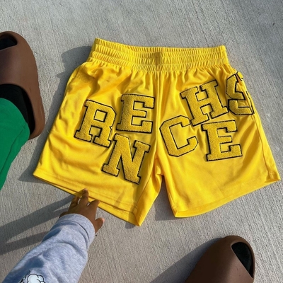 Label Disesuaikan Bernafas Fit Casual Cetak Jogger Olahraga Gym Berlari Basketbol Mesh Shorts untuk Pria