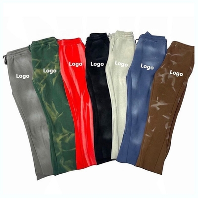 Vintage Sun Fading Cuci Flare Sweatpants Pria Anti-pilling Cotton/Fleece Track Pants