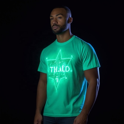 Custom Printing Cotton Reflective T-Shirt untuk Pria Bercahaya di Malam Hari