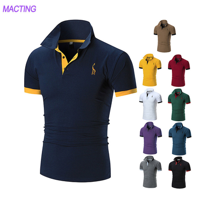 Kain rajutan Custom Logo polos Golf Casual Kapas Polyester Polo Kaos T-shirt Untuk Pria