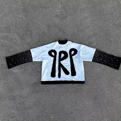 Dukungan logo kustomisasi bordir aplikasi patch kotak potong T-shirt grafis untuk pria