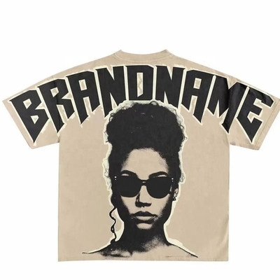 100% Kain Katun Pria Oversized Tshirt Dtg Print Logo Tee untuk Kehidupan Harian Casual