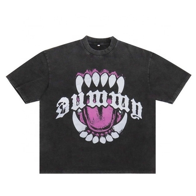 Acid Washed Design Vintage 200 Gsm Baju T-Shirt untuk Unisex dalam Oversized Box Fit