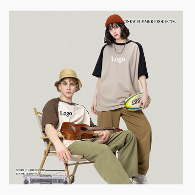 Plus Size T-shirt Ringer Berwarna Solid MACTING Custom 100% kapas untuk kehidupan sehari-hari kasual