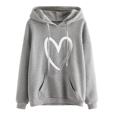 Custom bordir hoodie Fashion Trend Musim Gugur Wanita Casual Heart Print Long Sleeve Sweater