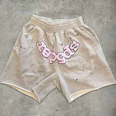 Pria pendek jersey Perancis terang gelap Graphic Puff Print Jogger Olahraga Latihan Sweat Shorts Streetwear Pakaian Baju Putih