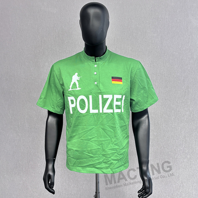 T-shirt lengan pendek 100% katun Polo untuk pria Custom Button Stand Collar Berkelanjutan