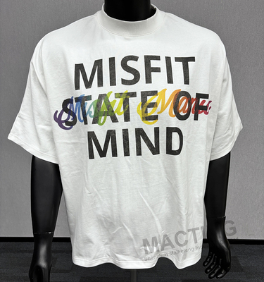 Mock Neck Printed Custom Drop Shoulder Mens Boxy Fit Dipotong Oversized 100% Cotton T-Shirt Berat