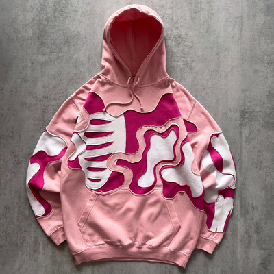 Custom Skull Skeleton Sweatshirts Pullover Hoodie 100% Katun Oversized Kotak potong Hoodies